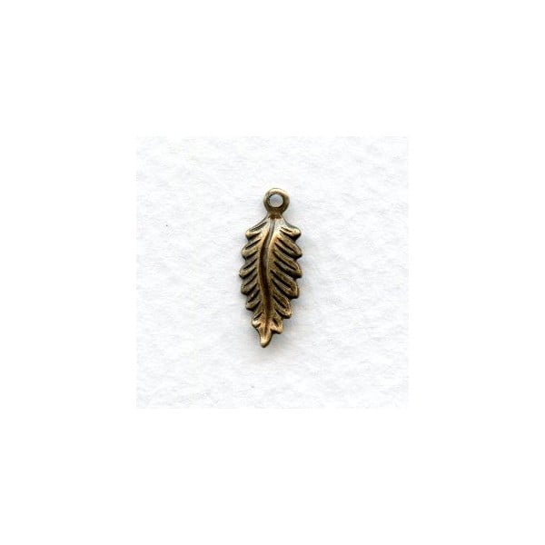 Leaf Pendant Oxidized Brass 16mm with a Loop (12)