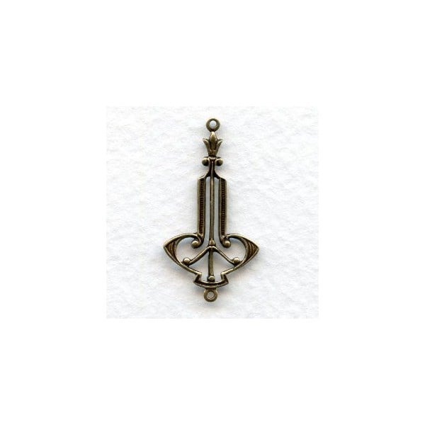 Elaborate Filigree Deco Style Connectors Oxidized Brass (6)