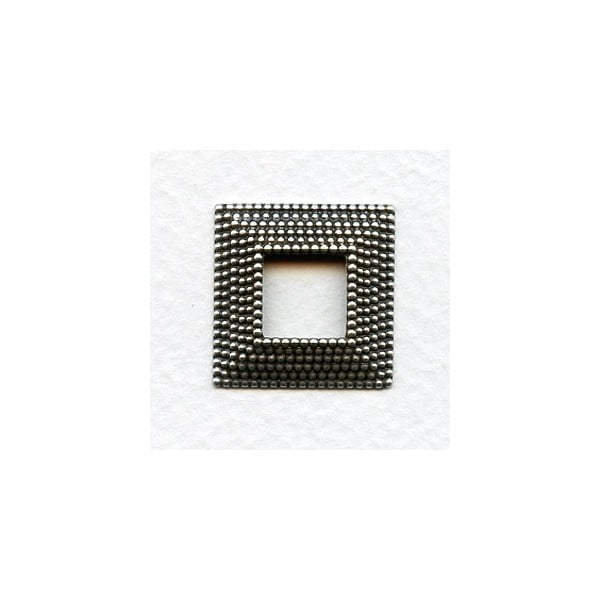 Nailhead Texture Square Frames Oxidized Silver 22mm (6)