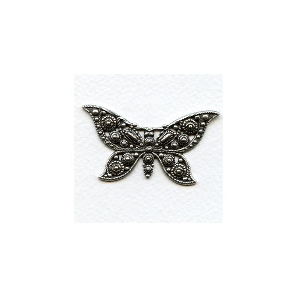 Large Detailed Butterfly 55mm Stamping Oxidized Silver (1)