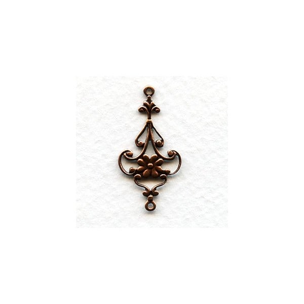 Floral 28mm Connector Filigree Oxidized Copper (6)