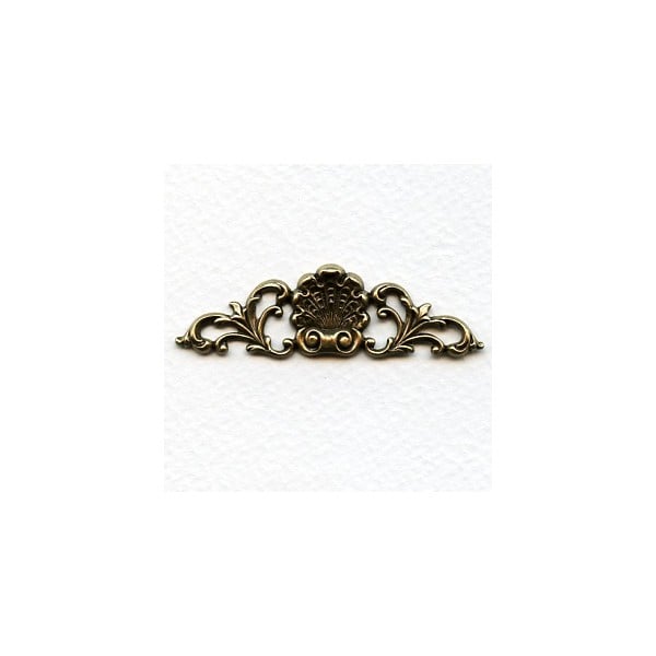 Shell and Flourish Embellishment Oxidized Brass (4)