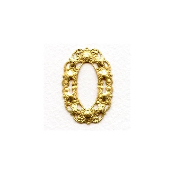 ^Smaller Filigree Oval 37x25mm Frames Raw Brass (6)