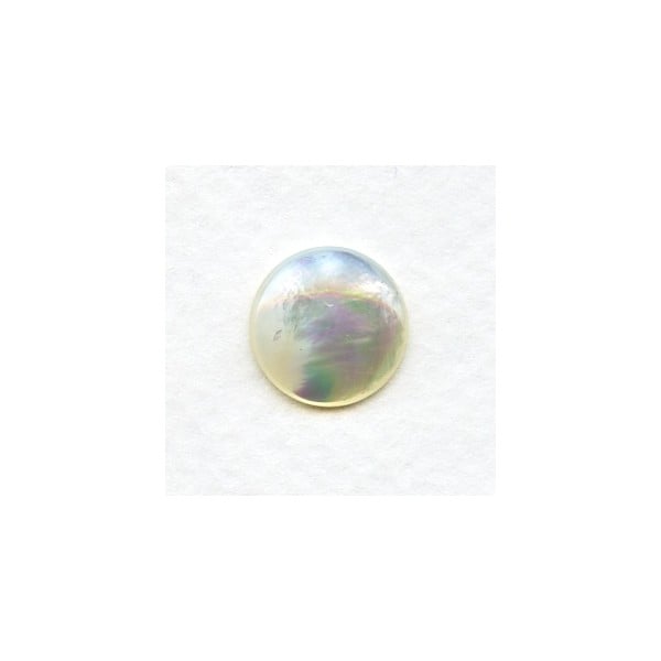 White Mother of Pearl 13mm Shell Cabochons (2)