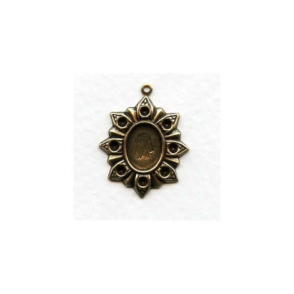 Flower Settings 10x8mm and Rhinestones Oxidized Brass (6)