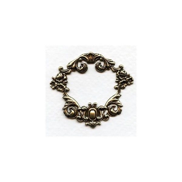 Elegant Rococo Floral Framework Oxidized Brass