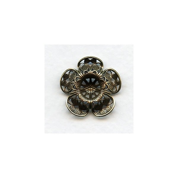 Filigree Flower Shapes Oxidized Brass 23mm (2)