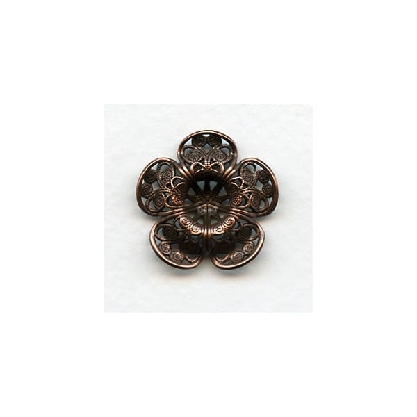 Filigree Flower Shapes Oxidized Copper 23mm (2)