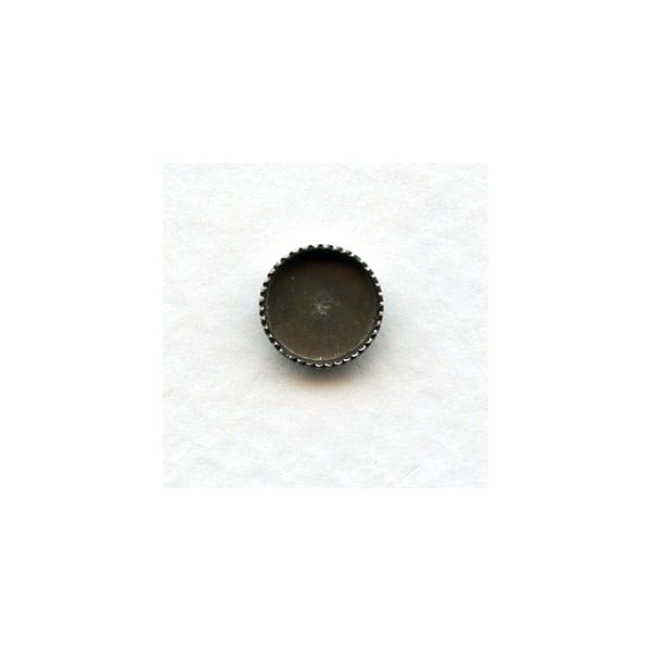Serrated Edge 7mm Round Settings Oxidized Silver (12)