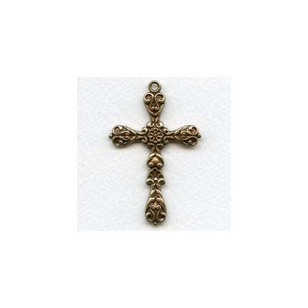 Cross Pendant in Great Detail Oxidized Brass (1)