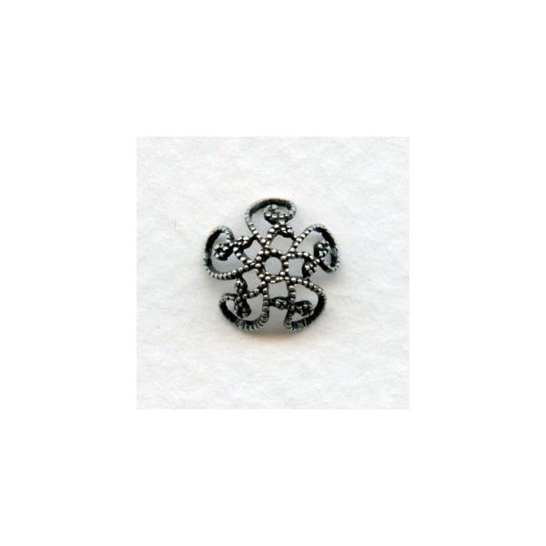 Victorian Style Filigree Bead Caps 10mm Oxidized Silver (6)