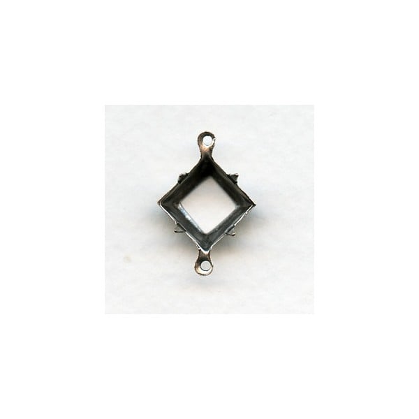 ^Square 10mm Setting Connectors Oxidized Silver (12)