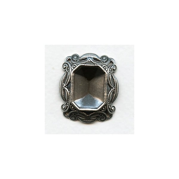 Filigree Edge 18x13mm Octagon Setting Oxidized Silver (1)