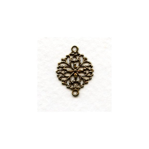 Round Filigree Connectors 2 Loops Oxidized Brass (12)