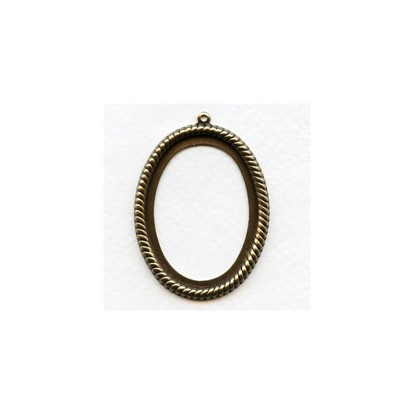^Open Back Rope Edged Oxidized Brass Settings 40x30mm (3)