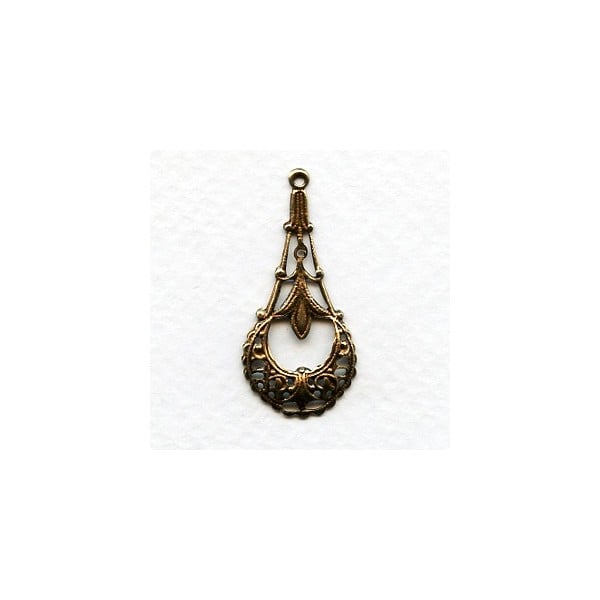 Filigree Pendant Hoop Drops Oxidized Brass (6)