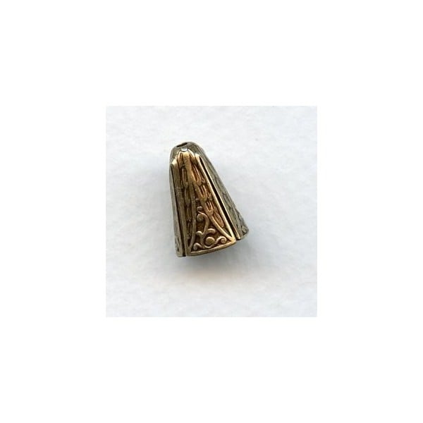 Fancy Oxidized Brass Bead Cone Caps 10mm (6)