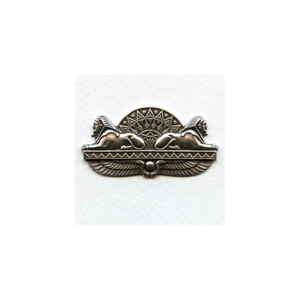 Double Egyptian Sphinx Oxidized Silver Stamping (1)