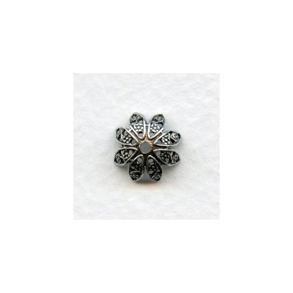 Delicate Filigree Bead Caps 10mm Oxidized Silver (12)