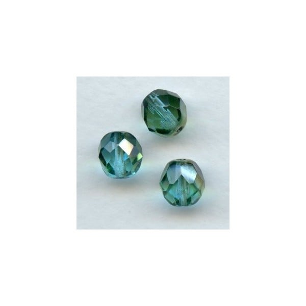 Chocolate Mint Glass Faceted Beads Round 8mm