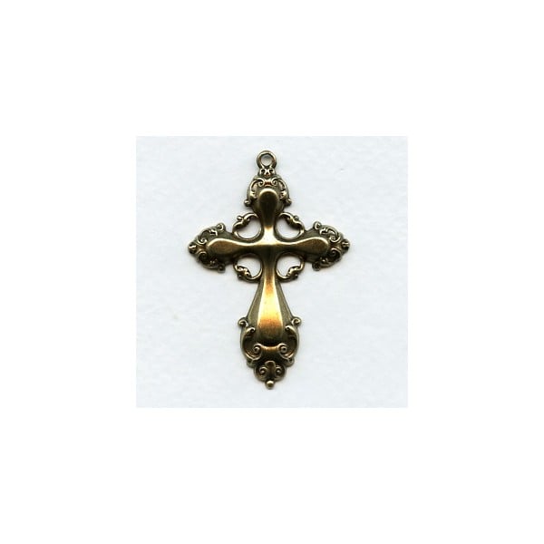 Ornate 47mm Cross Pendant Oxidized Brass (1)