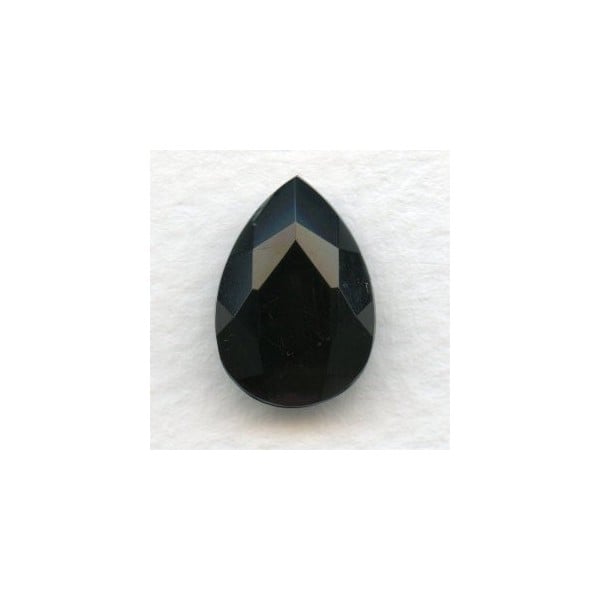 ^Jet Glass Pear Shape Glass Stone 18x13mm