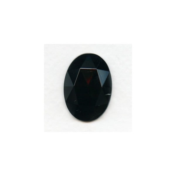 Jet Flat Back Glass Oval Jewelry Stone 25x18mm (1)