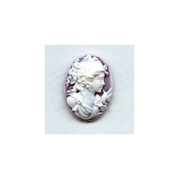 Grecian Girl Cameos White on Ruby 25x18mm (3)