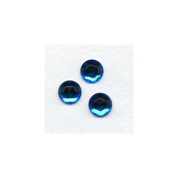 Bermuda Blue 7mm Flat Back Faceted Top Jewelry Stones