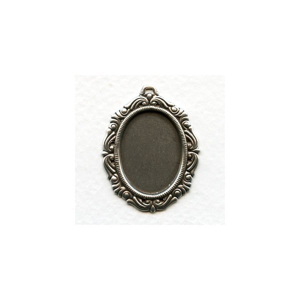 Ornate Pendant Settings 25x18mm Oxidized Silver (3)