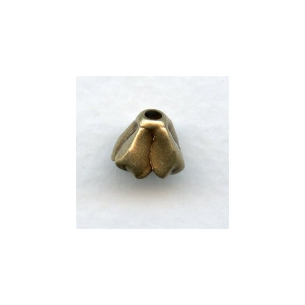 Opening Blossom Flower Bead Caps Oxidized Brass 8mm