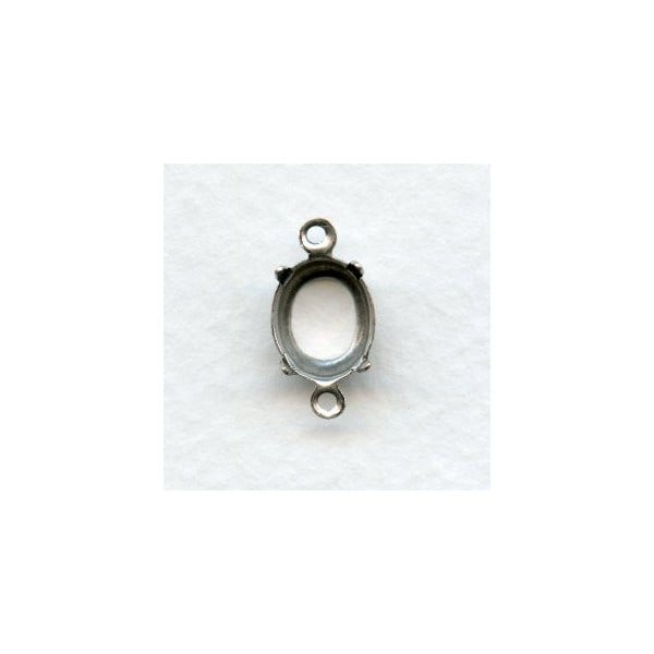 Open Back 10x8mm Setting Connectors Oxidized Silver (12)