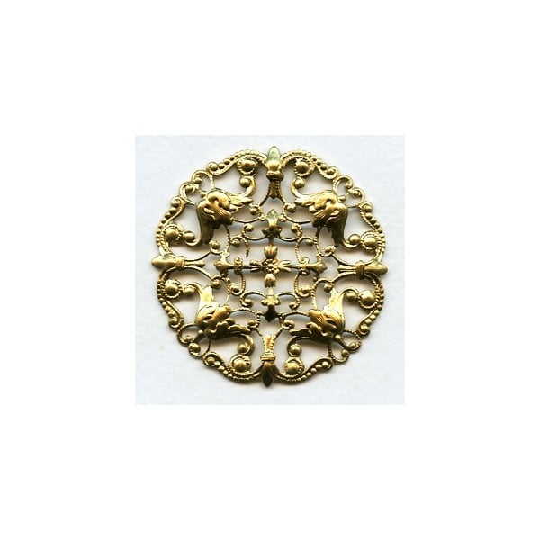 Ornately Detailed Round Filigree Stamping Raw Brass (1)