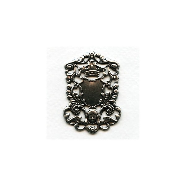 Crown and Cherub Royal Plaque Oxidized Silver 51mm (1)