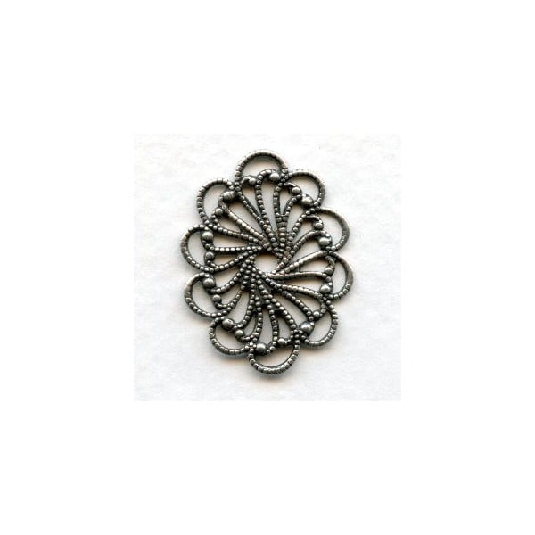 Flat Oval Filigree Oxidized Silver 26mm (6)