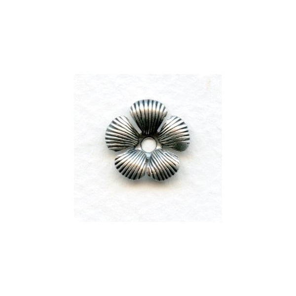 Textured Petal Flowers 13mm Oxidized Silver (12)
