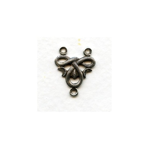 Fancy Two Strand Connectors Oxidized Silver (6)