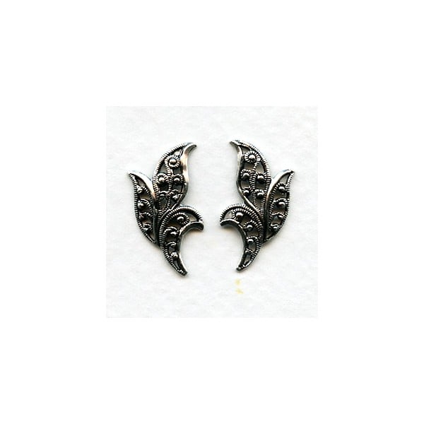 European Filigrees Oxidized Silver 20mm Leaves (2)