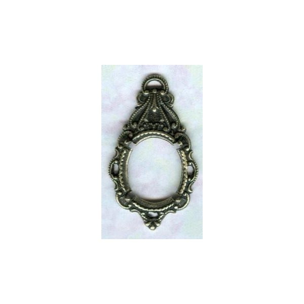 ^Ornate Drop Pendant Setting 12x10mm Oxidized Brass