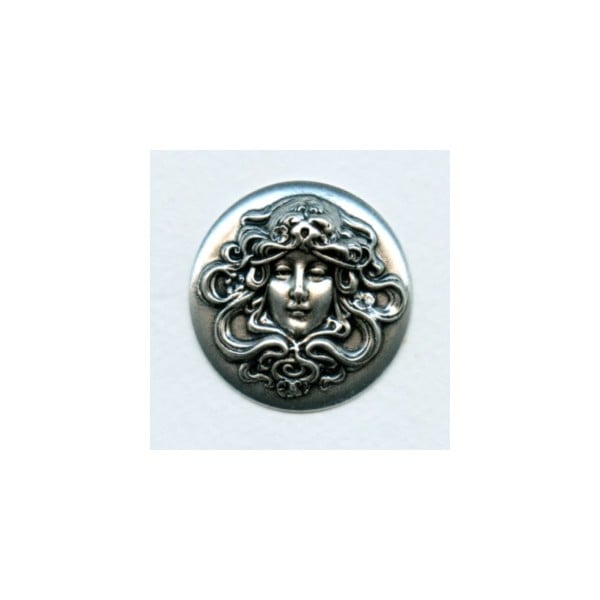 Repoussage Maiden Cameo 35mm Oxidized Silver (1)
