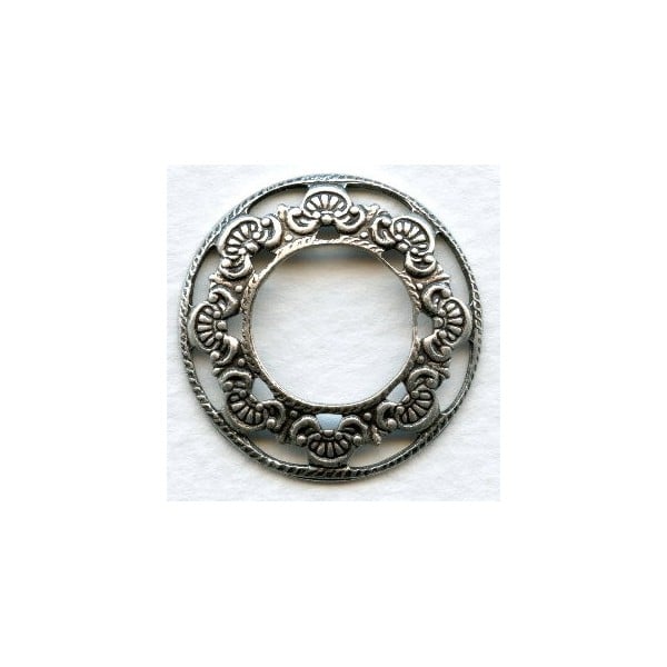 Floral Porthole Settings Oxidized Silver 23mm (6)