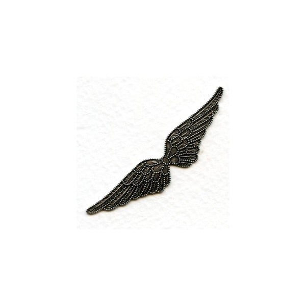 Wings Stampings Solid 58mm Oxidized Silver