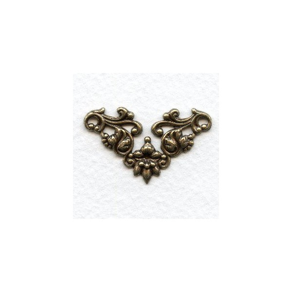 Leaves and Vines Oxidized Brass Floral Connector 36mm (6)