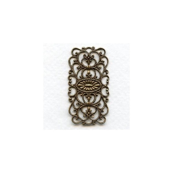 European Filigree Rectangle 44mm Oxidized Brass (1)