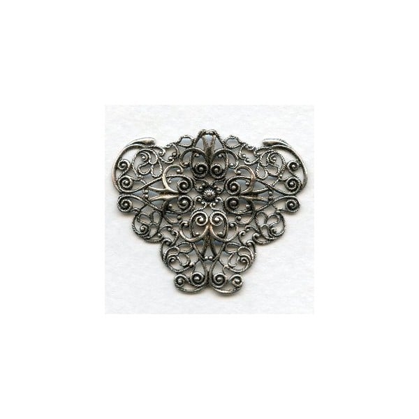Ornate Filigree 47mm Triangle Shape Oxidized Silver (1)