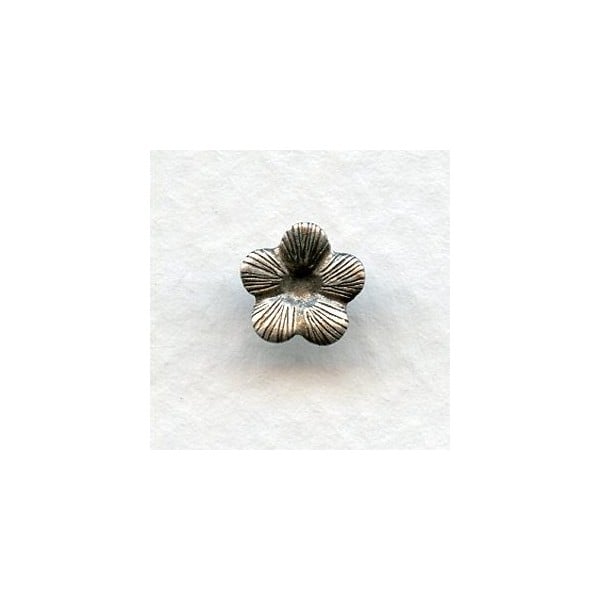 Tiny Flowers 7mm Oxidized Silver with Textured Petals (24)