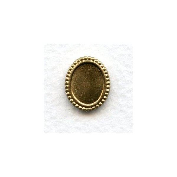 Beaded Edge Settings Solid Raw Brass 10x8mm (2)