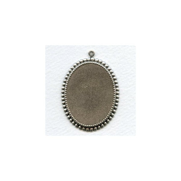 Setting Base with Pendant Loop Oxidized Silver 40x30mm