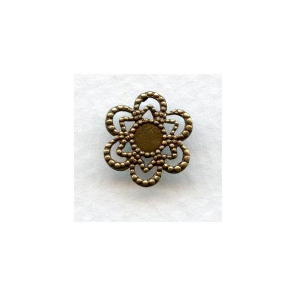 Flower and Star Shaped 4mm Settings Oxidized Brass (12)