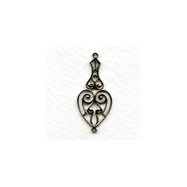 Heart Shape Openwork Connectors Oxidized Silver (6)